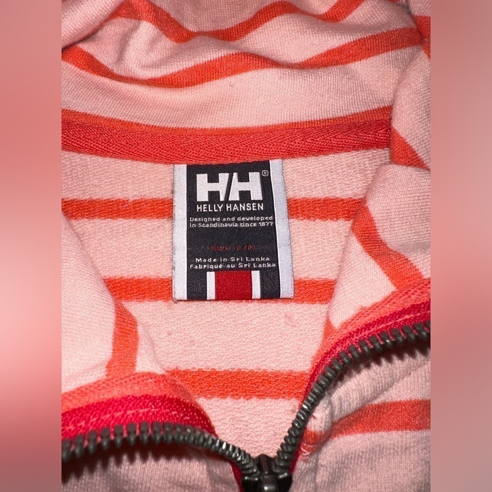 Helly Hansen Orange & Pink Striped Full-Zip Jacket L | High Neck | Cotton Blend - Picture 6 of 14